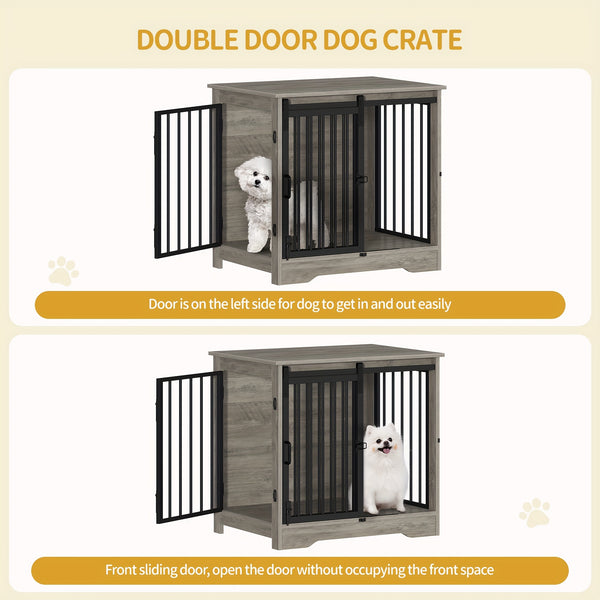 Hzuaneri 69cm Dog Crate, Furniture, Dog Kennel, 2 Doors, Modern Dog House, Suitable for Small and Medium Dogs, Side Table, Family Doghouse, 49 X 69 X 64.5cm, Rustic Brown