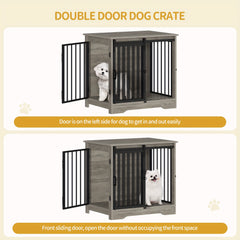 Hzuaneri 69cm Dog Crate, Furniture, Dog Kennel, 2 Doors, Modern Dog House, Suitable for Small and Medium Dogs, Side Table, Family Doghouse, 49 X 69 X 64.5cm, Rustic Brown