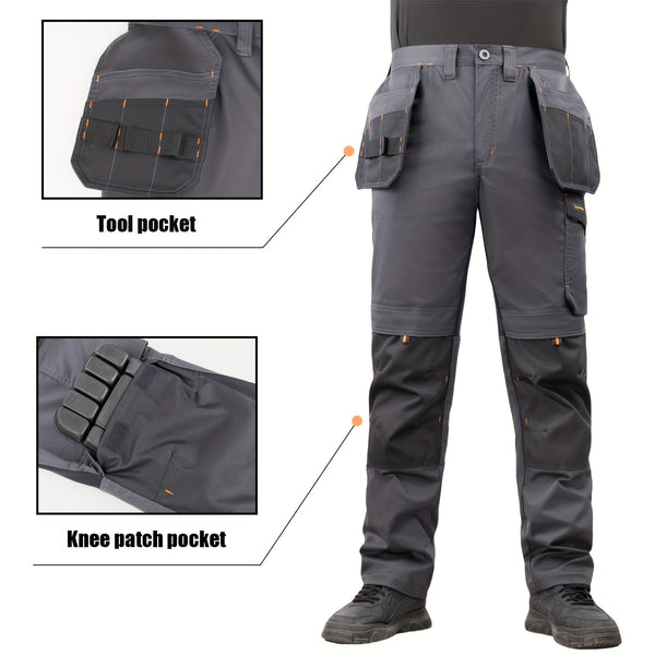 Men's Elastic Cargo Pants with Multiple Pockets, All-Season Style, 1 Piece, Middle Eastern Style