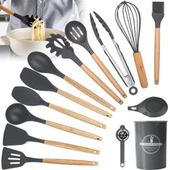 14/28/42pcs Cookware Set with Ergonomic Black/Yellow Non-Slip Handle - Complete Kitchen Utensil Collection for Baking, Grating, Slicing, Mixing, Serving - Dishwasher Safe & Space-Saving Design, Small Cooking Utensils