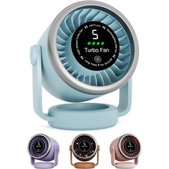 EPISENT Portable USB Desk Fan with Digital Display, Rechargeable Table Fan, 360° Adjustable Air Circulator, Touch Control, Wall Mount Design, 5 Speed Settings, Compact Fan for Home, Office & Travel