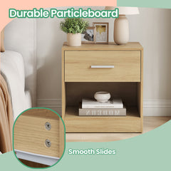 Bedside Table, Side Table with Drawer, Handle, Open Compartment,Easy Assembly, Perfect for Living Room or Bedroom