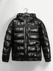 [Pearson OBM] Men'S Shiny Stamp Detachable Hood Long Sleeve Warm Coat Jacket