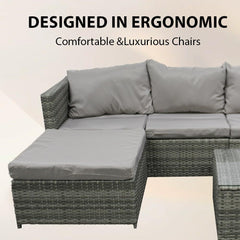 Rattan Garden Furniture 3 Piece Corner Sofa Set PE Wicker Patio Table and Chairs with Cushion
