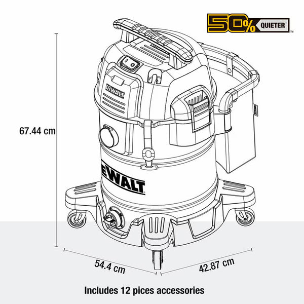 DEWALT® Wet & Dry Corded Vacuum Cleaner, 45 Litre with 2.1M Hose