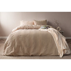 Belledorm Waffle Stripe Duvet Set in 4 Sizes, Latte