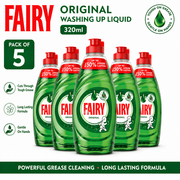 Fairy Original Washing Up Liquid 320ml – Powerful Grease Removal, Long Lasting Dish Soap £1.29 Priced mark
