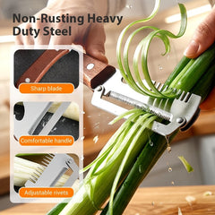 2pcs Stainless Steel Peeler And Slicer with Wooden Handle And Ideal for Sugarcane, Fruits, And Vegetables | Multifunctional, Durable Peeling Tool And Vegetable Slicer, Perfect for Parties And Picnics