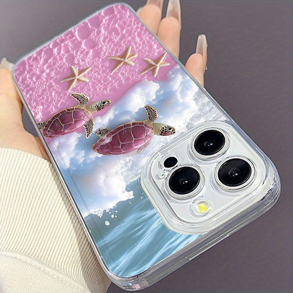 Phone Case - Space. Pink Beach Turtle Pattern Phone Case, Suitable for Iphone 17 Air/16/15/14/13/12/11/Plus/Pro/Pro Max And Galaxy S, A Series/S22/S23/S24 FE/S25/S26 ULTRA Plus, Pixel/Xiaomi/Moto.It Is The First Choice of Gift for Family