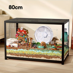 BUCATSTATE 80/100cm Guinea Pig Cage Small Pets Habitats Large Stackable with Top Access Easy Assemble, Dwarf Syrian Hamster House for Guinea, Gerbil