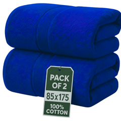 Set of 2 Jumbo Extra Large Bath Sheets – 85 x 175 cm Super Soft, Highly Absorbent, Quality Towels for Bathroom, Spa, Gym & Hotel Use