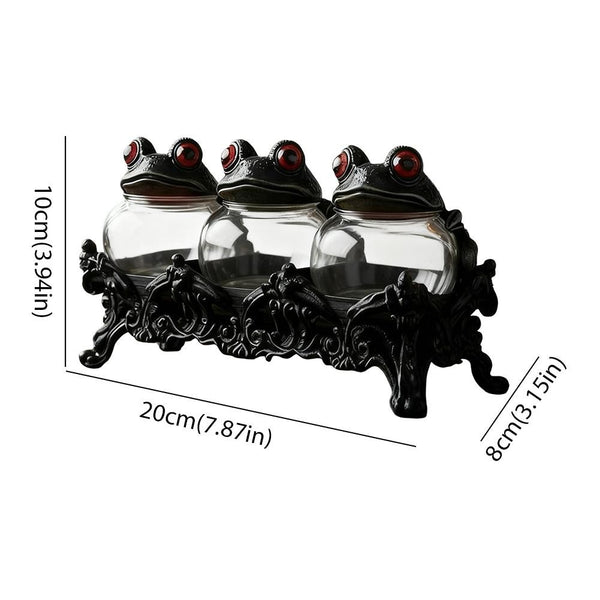 3pcs Witch Frog-Shaped Spice Jars, with Frog Lids, Are Kitchen Storage Containers in A Retro Style. They Can Be Used to Store Spices, Herbs And Salt. They Are Unique Home Decorations And Storage Jars. for Halloween