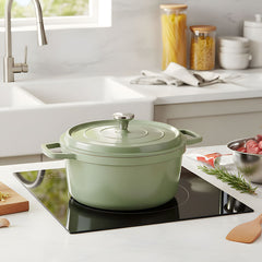20cm/24cm Enamel Stew Pot, Double-Handled Non-Stick Soup Pot for Instant Noodles and Daily Cooking, Suitable for Gas Stove and Induction Cooker, White/Green/Red