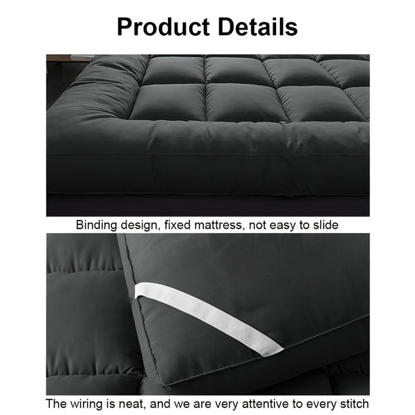 1200 GSM Microfiber Mattress Topper, 10.16 cm Thick, Plush And Fluffy, Suitable for Single, Double, And King Sizes, Featuring Box Stitching, Extra Thick for Halloween And Christmas Presents.