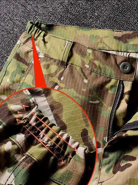 Men'S Outdoor Camouflage Jacket And Pants Set. Long Trousers, Cargo Pants for Men, Suitable for Spring And Autumn. Features Multiple Pockets, Zipper, And Mesh Fabric. Ideal for Fishing And Hiking