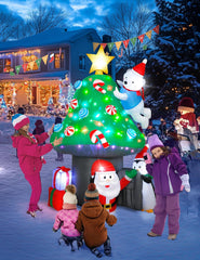 213Cm/7Ft Inflatable Mushroom House Decoration – Outdoor Inflatables with Santa, Penguin, White Bear, Blow up Yard Decor