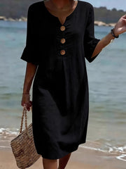 2026 Spring/ Summer New European And American Style V-Neck Big Button Ruffle Sleeve Dress Sexy Temperament Women'S Clothing