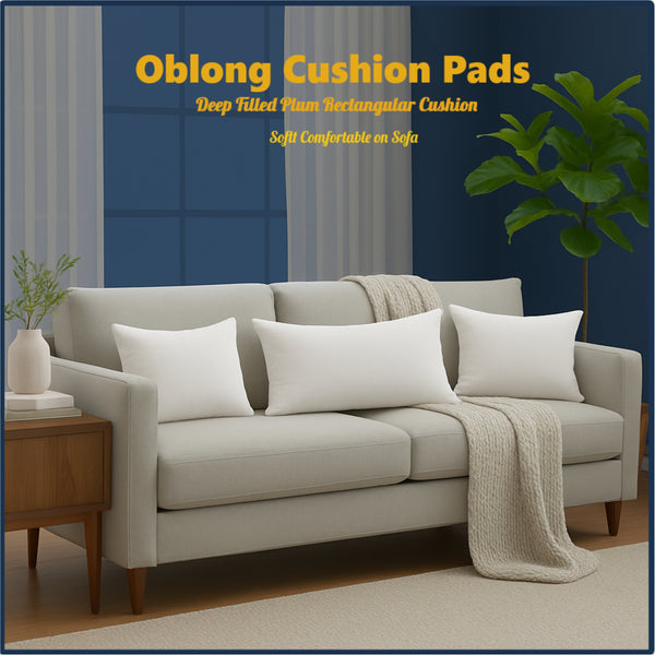 Oblong Cushion Pads Rectangular Shape Deep Fill Inner Insert Hollowfiber Cushions