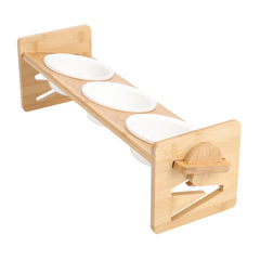 Pets Dog/Cat Bowls with Stand, 1/2/3 Bowls Adjustable Height Elevated Feeder Bowls for Cats and Small Dogs, Wooden Raised Feeding Bowls with Stand