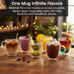 4pcs Double Walled Mugs with Handles 350ml Coffee Borosilicate Glasses Insulated Latte Cups Temperature Heat Resistant for Hot or Cold Drinks Cafe & Tea Glassware Stylish Drinkware for Cappuccino, Latte, Espresso, Tea, Juice, Pack of 4 (Clear)