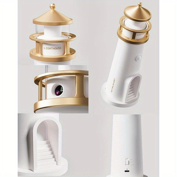 Lighthouse Lamp with Moonlight Projection, Remote-Controlled, Perfect for Bedrooms, Living Rooms, And Study Areas, Also Makes a Great Gift
