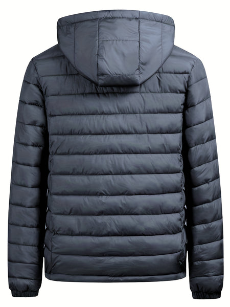 Men's winter Windproof warm Jacket hooded and detachable casual jacket, Men's Fashionable Quilted, Machine Washable - Heavy-Duty Cold Weather Coat, Men's Winter Outdoor Activities Slightly High Quality Jacket High Quality Business Black Jacket.
