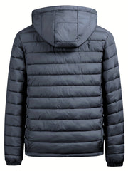 Men's winter Windproof warm Jacket hooded and detachable casual jacket, Men's Fashionable Quilted, Machine Washable - Heavy-Duty Cold Weather Coat, Men's Winter Outdoor Activities Slightly High Quality Jacket High Quality Business Black Jacket.