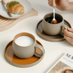 1pc Ceramic Coffee Cup And Saucer, Korean-Style Ins Style Retro Hand-Knotted Mug, High-Looking Fresh Breakfast Milk Cup, Office Water Cup, Tea Cup, Suitable for Home Use, Parties, Gift Giving