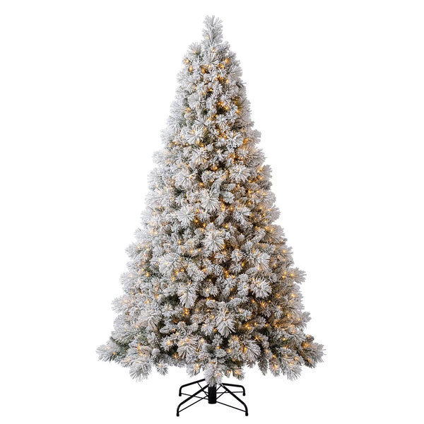 7.5Ft (2.3M) Pre-Lit Glitter Flocked Artificial Christmas Tree with 1,150 Color-Changing Micro Twinkle LED Lights