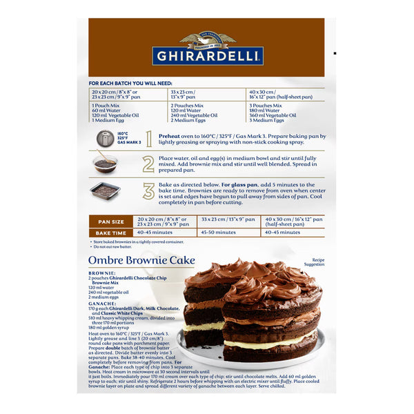 Ghirardelli Chocolate Chip Brownie Mix, 4 X 566G