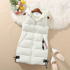 Elegant Sleeveless Vest Women's Elegant Sleeveless Long Vest - Winter Warm Coat Zipper Closure Front, Loose Fit Non-Stretch Outerwear, Sophisticated Formal & Everyday Chic for Fall/Winter, Cold Weather Wear, Modern Aesthetic, Durable Construction, Casual