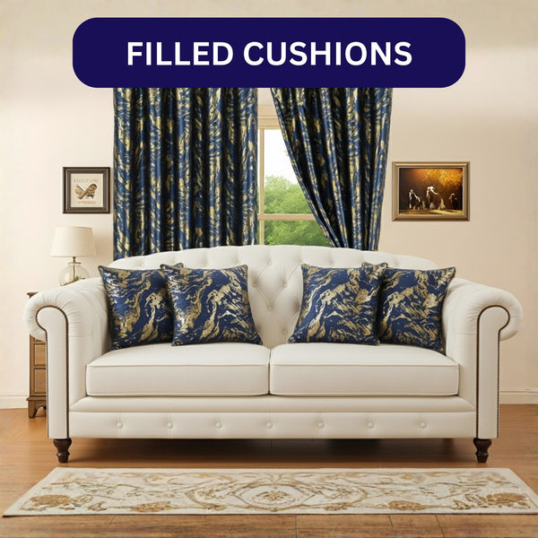 Set of 4 Marble Style Cushions Filled, Soft Decorative Pillows for Sofa, Couch, Bed & Living Room, Modern Gold Marble Pattern Accent for Home Décor