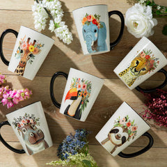 Signature Housewares Hipster Animal Mugs, 483Ml, 6 Pack