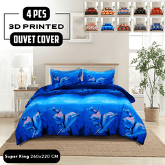 4pcs Printed Duvet Cover Set, Soft Comfortable Multi-design Printed Bedding Set, For Bedroom, Guest Room (1 Fitted sheet + 2 Pillowcases + Without Core) Trendy Design, Soft Fabric, Brushed Material, Lightweight