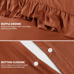3-Piece Ruffle Frilled Duvet Cover Set – Soft, Comfortable Bedding with Pillowcases, Button Closure, Elegant Layered Design