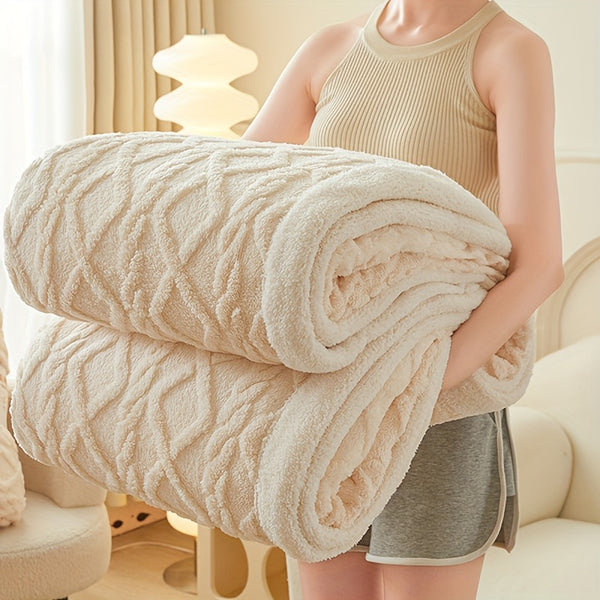 All-Season Thickened Coral Fleece Throw Blanket - Soft, Cozy