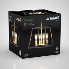 Artika Carter Square Black and Gold Chandelier Light (Without Bulbs)