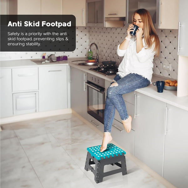 9 Inch Folding Step Stool With Carry Handle & Anti Skid Footpad | Foldable & Collapsible Step Stool