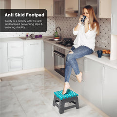 9 Inch Folding Step Stool With Carry Handle & Anti Skid Footpad | Foldable & Collapsible Step Stool