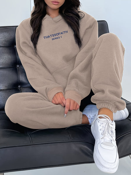 Fashionable Set of Sweatshirt And Long Pants with Letter Prints for Women