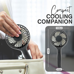 Tanness White/Black Handheld Fan with 3 Speeds - 3000 mAh USB Rechargeable Portable Mini Fan with Stand - Desk & Handheld Use