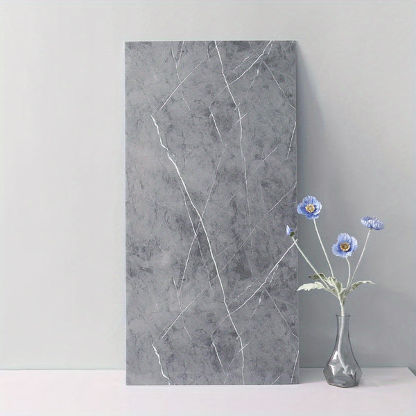 10pcs/ 12pcs Marble Pattern Self-Adhesive Wallpaper - White/ Grey/ Black (Length: 59.99 cm), Self-Adhesive PVC Wallpaper for Indoor and Kitchen Decor, Durable and Easy to Adhere, Lightweight Marble Pattern, Fashionable Accents | Self-Adhesive Wall S