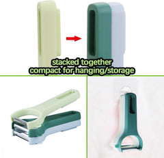 Vegetable Peelers for Kitchen, 3 Stainless Steel Blades Straight/Serrated/Julienne Peeler, Y Shape for Carrot Cucumber Potato Veggie Fruit (3 Color Set, Regular-Steel Blades)