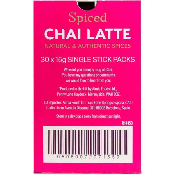 Drink Me Chai Spiced Chai Latte Powder – 30 x 15g Sachets – Aromatic Blend of Spices with Skimmed Milk & Sweetened Black Tea – Vegetarian – Instant Tea Drink – Boxed Packaging