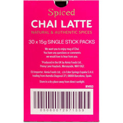 Drink Me Chai Spiced Chai Latte Powder – 30 x 15g Sachets – Aromatic Blend of Spices with Skimmed Milk & Sweetened Black Tea – Vegetarian – Instant Tea Drink – Boxed Packaging