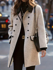 A Stylish And Casual Mid-Length Coat for Women, Featuring a Double-Breasted Design That Is Warm And Suitable for The Workplace