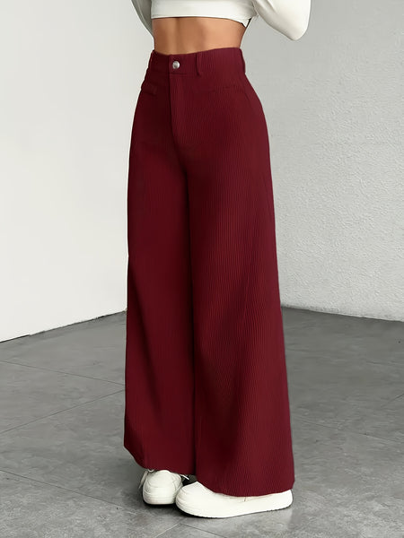 New 2pcs Set Women'S Comfortable, Stylish, Elegant High-Waisted Cargo Wide-Leg Pants