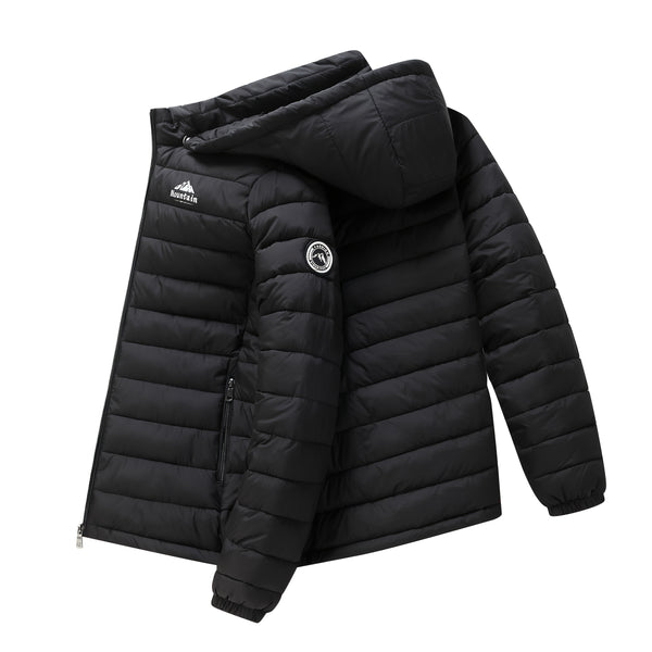 Men's winter Windproof warm Jacket hooded and detachable casual jacket, Men's Fashionable Quilted, Machine Washable - Heavy-Duty Cold Weather Coat, Men's Winter Outdoor Activities Slightly High Quality Jacket High Quality Business Black Jacket.