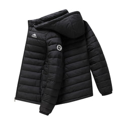Men's winter Windproof warm Jacket hooded and detachable casual jacket, Men's Fashionable Quilted, Machine Washable - Heavy-Duty Cold Weather Coat, Men's Winter Outdoor Activities Slightly High Quality Jacket High Quality Business Black Jacket.