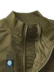 Men'S Casual Stand Collar Bomber Jacket, Chic Novelty Design Zip Up Tactical Jacket with Multi-Pocket, Fall Winter Outdoor
